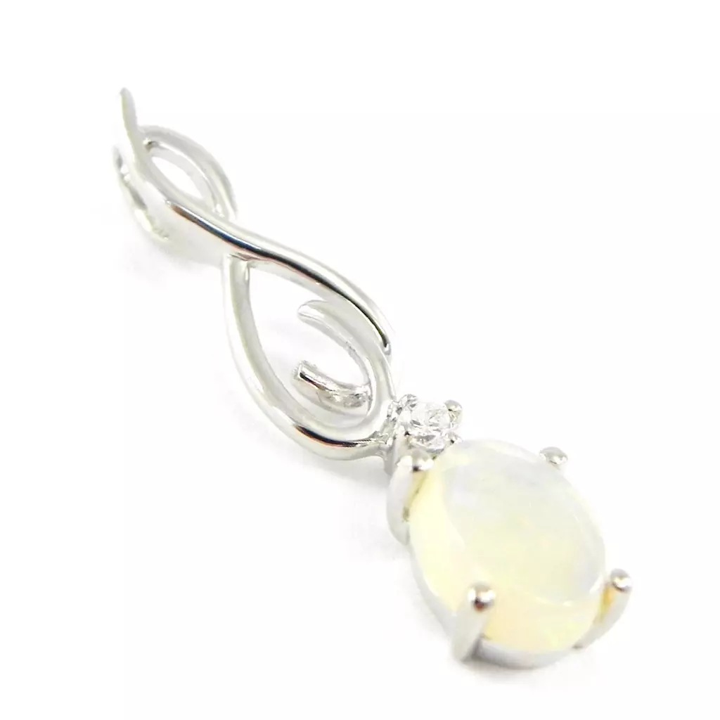 Les Trésors De Lily Pendentif Argent 'Déesse Opale' Blanc Argenté (rhodié) 25x6 Mm [F6079]