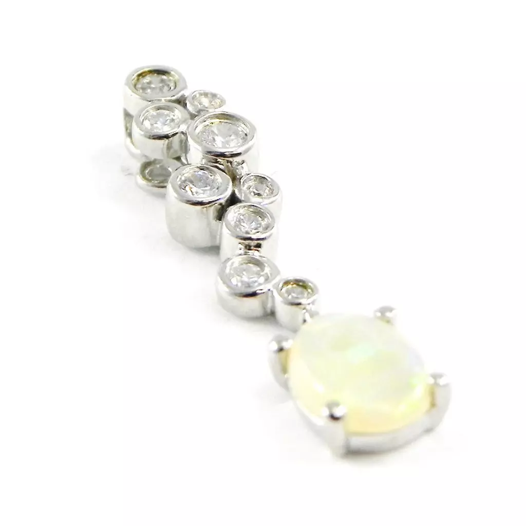 Les Trésors De Lily Pendentif Argent 'Déesse Opale' Blanc Argenté (rhodié) 27x6 Mm [F6063]