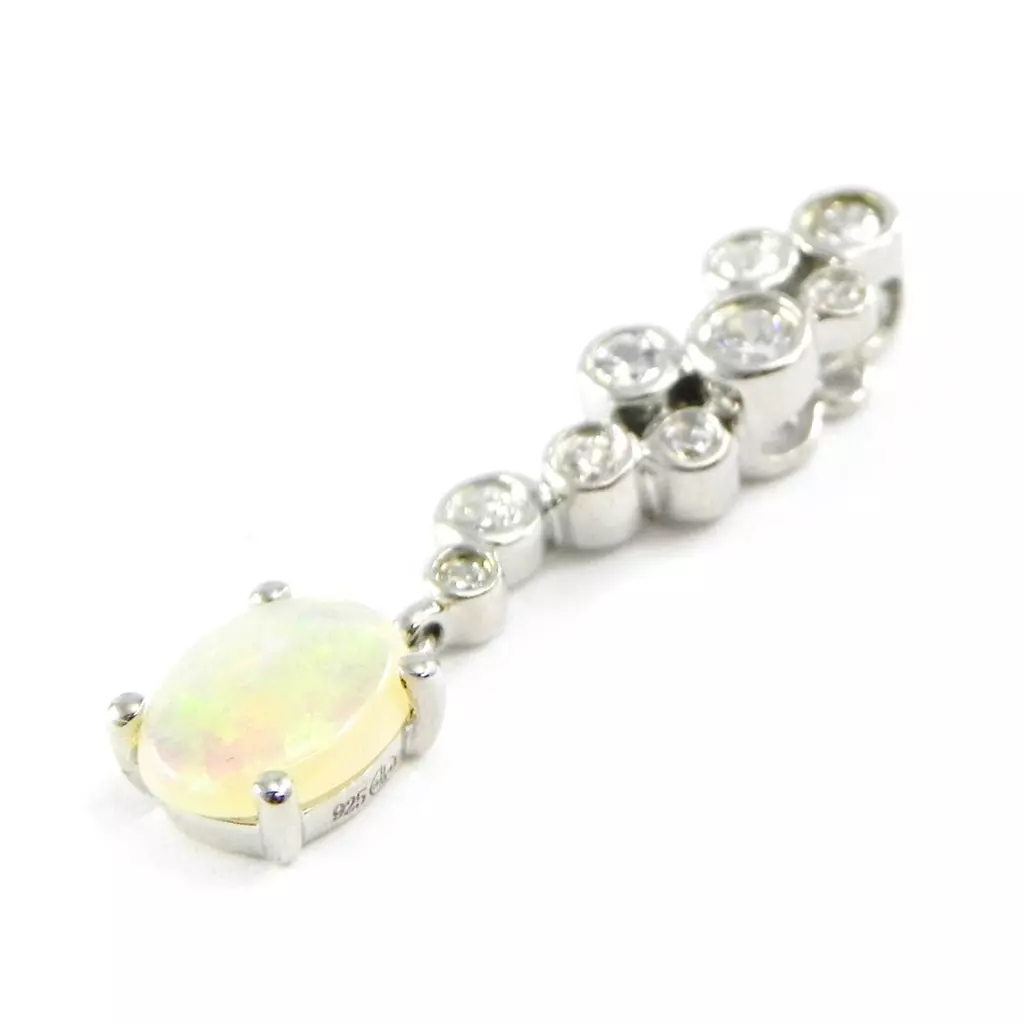 Les Trésors De Lily Pendentif Argent 'Déesse Opale' Blanc Argenté (rhodié) 27x6 Mm [F6063]