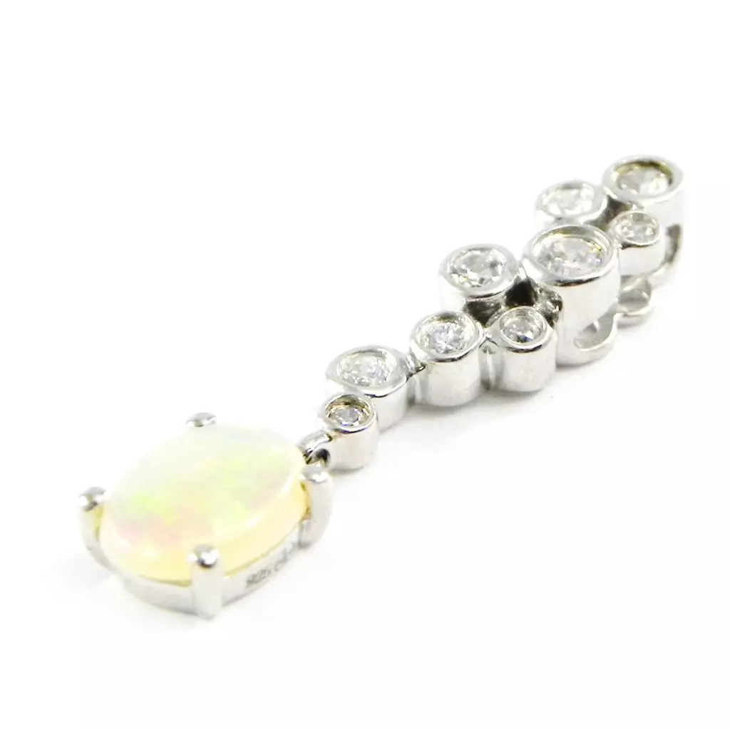 Les Trésors De Lily Pendentif Argent 'Déesse Opale' Blanc Argenté (rhodié) 27x6 Mm [F6063]