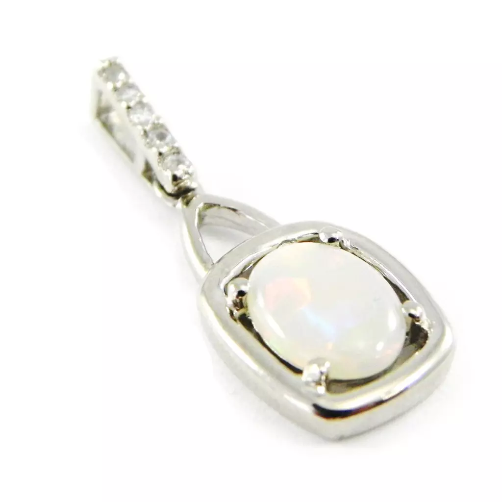les trésors de lily Pendentif Argent 'Déesse Opale' Blanc argenté (rhodié) 15x9 mm [H7493]
