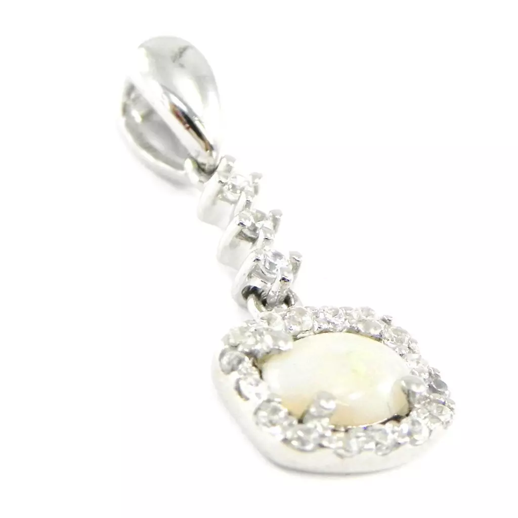 les trésors de lily Pendentif Argent 'Déesse Opale' Blanc argenté (rhodié) 16x9 mm [H7487]