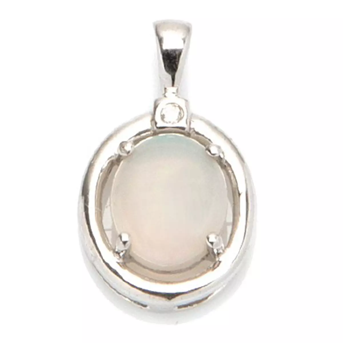 les trésors de lily Pendentif Argent 'Déesse Opale' Blanc argenté (rhodié) 12x15 mm [H7476]