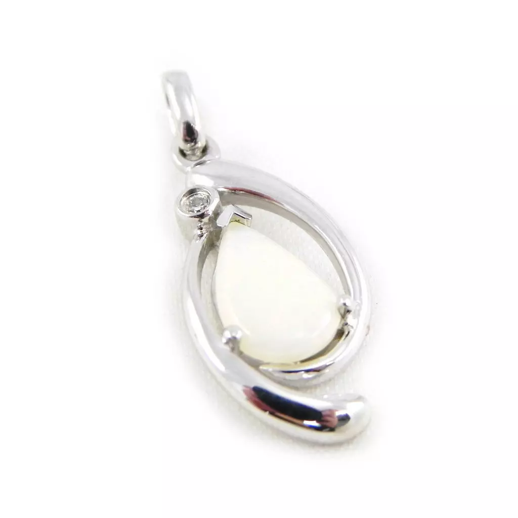 les trésors de lily Pendentif Argent 'Déesse Opale' Blanc argenté (rhodié) 20x10 mm [H5589]