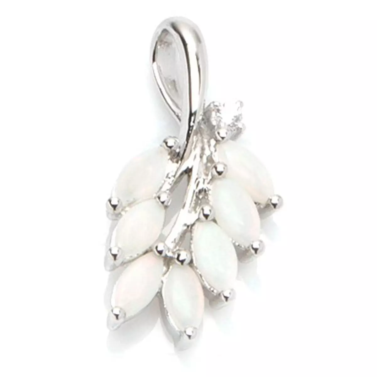 les trésors de lily Pendentif Argent 'Déesse Opale' Blanc argenté (rhodié) 20x11 mm [H5587]