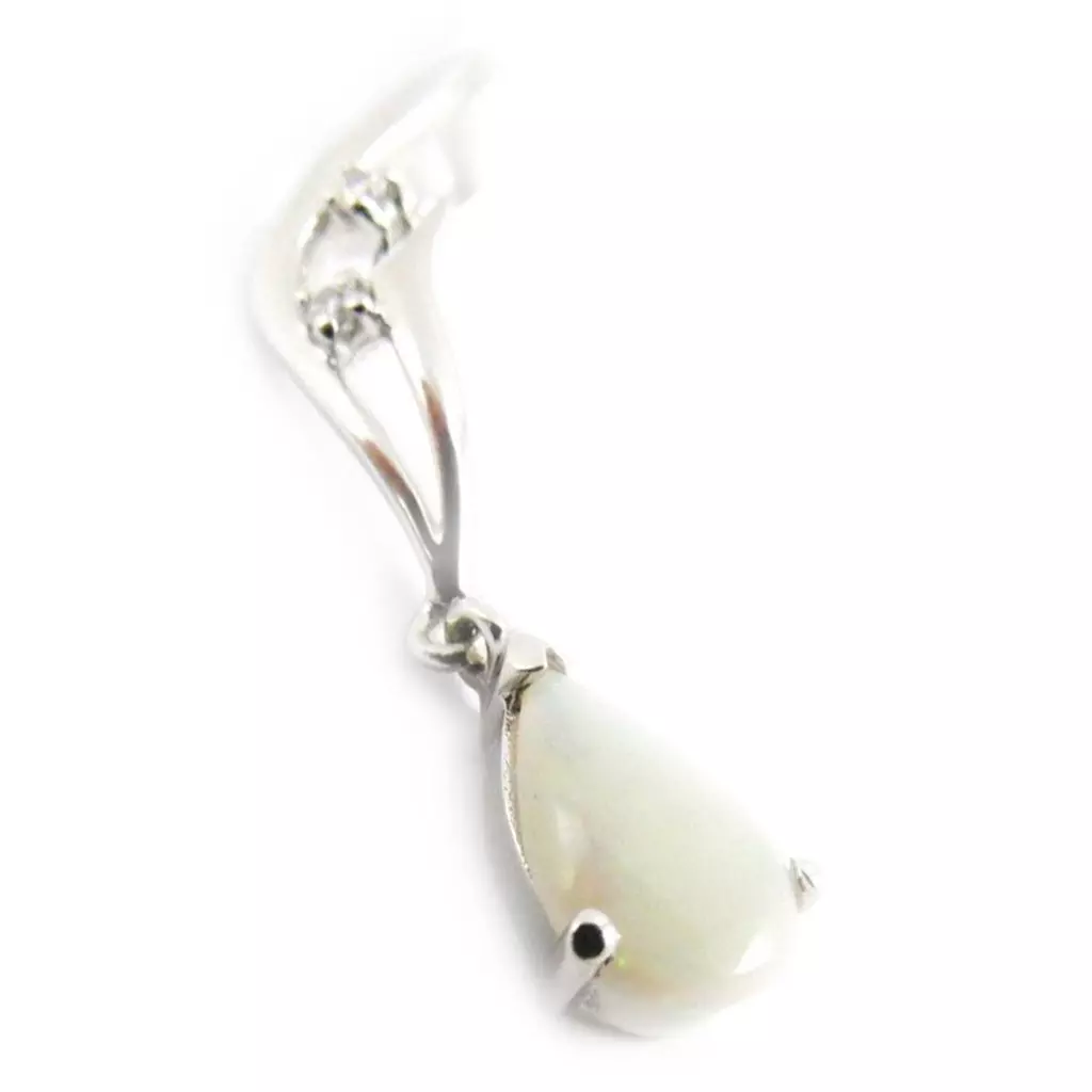 les trésors de lily Pendentif Argent 'Déesse Opale' Blanc argenté (rhodié) 30x6 mm [G9290]
