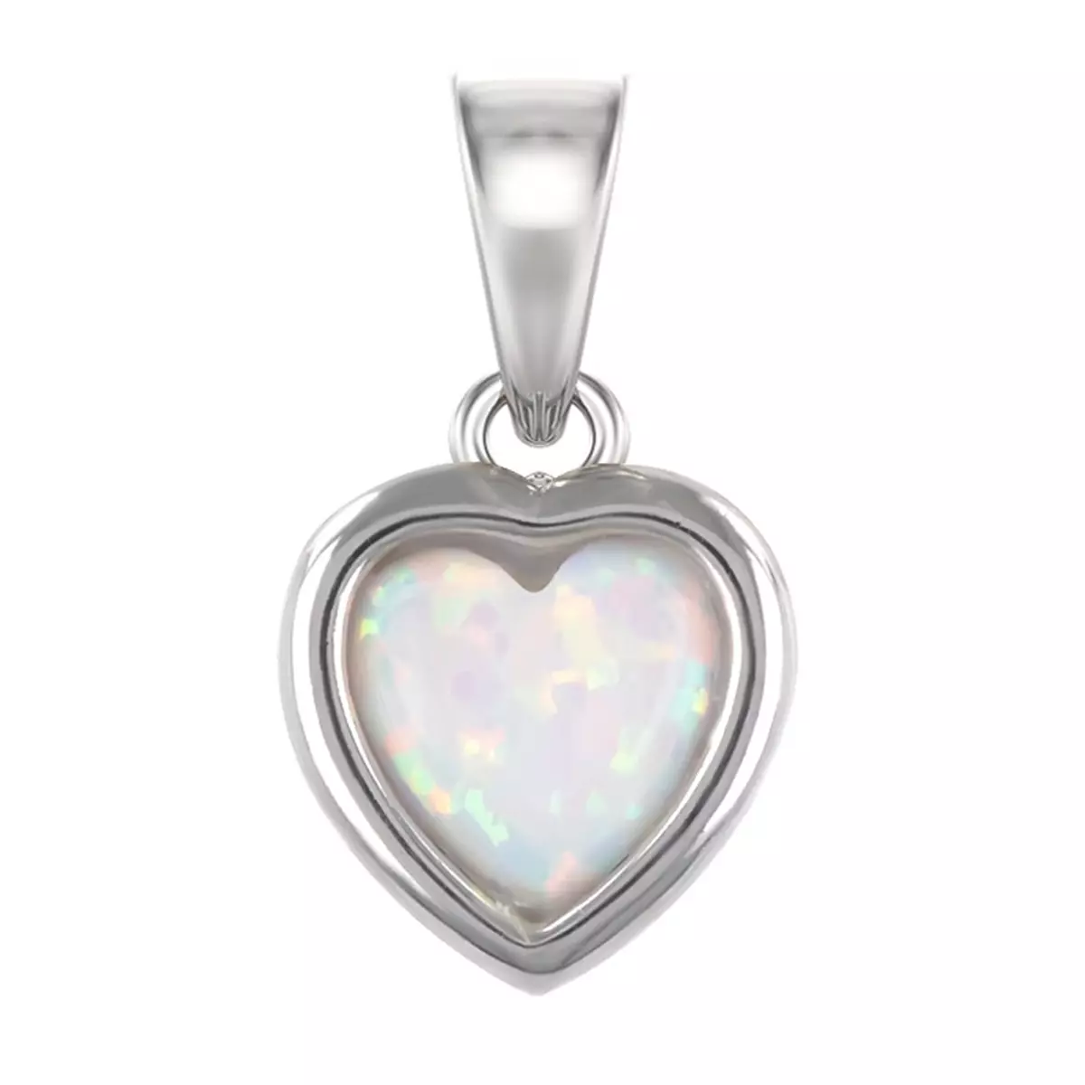 Les Trésors De Lily Pendentif Argent 'Déesse Opale' Blanc Argenté (rhodié) 7x7 Mm (coeur) [R7277]