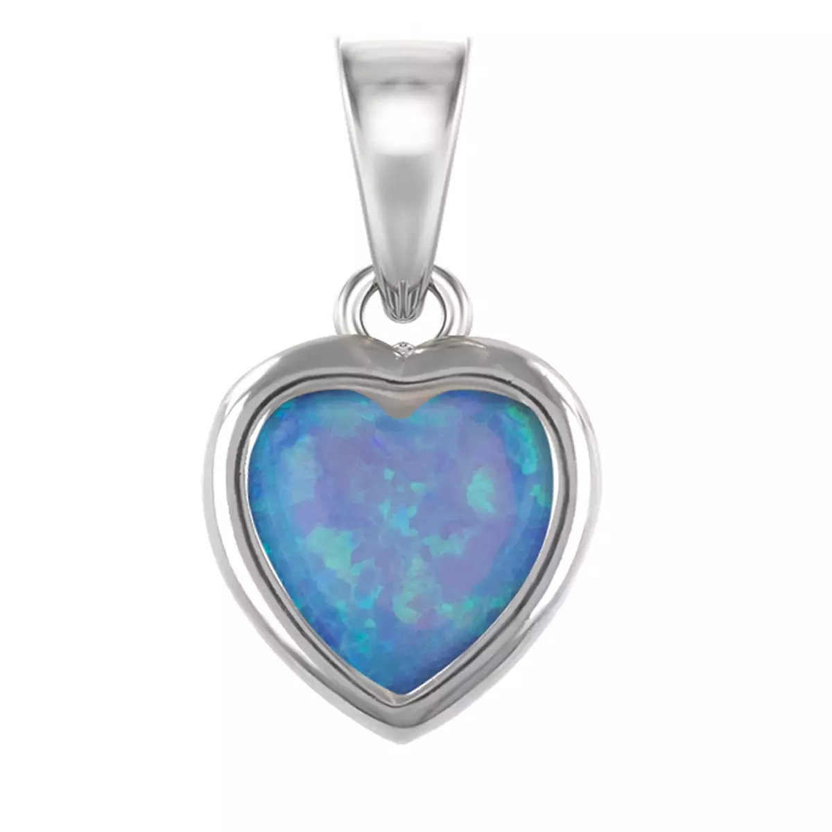 les trésors de lily Pendentif Argent 'Déesse Opale' bleu argenté (rhodié) 7x7 mm (coeur) [R7276]
