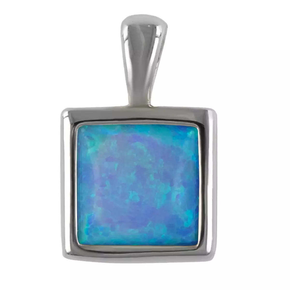 les trésors de lily Pendentif Argent 'Déesse Opale' bleu argenté (rhodié) 6x6 mm [R7176]