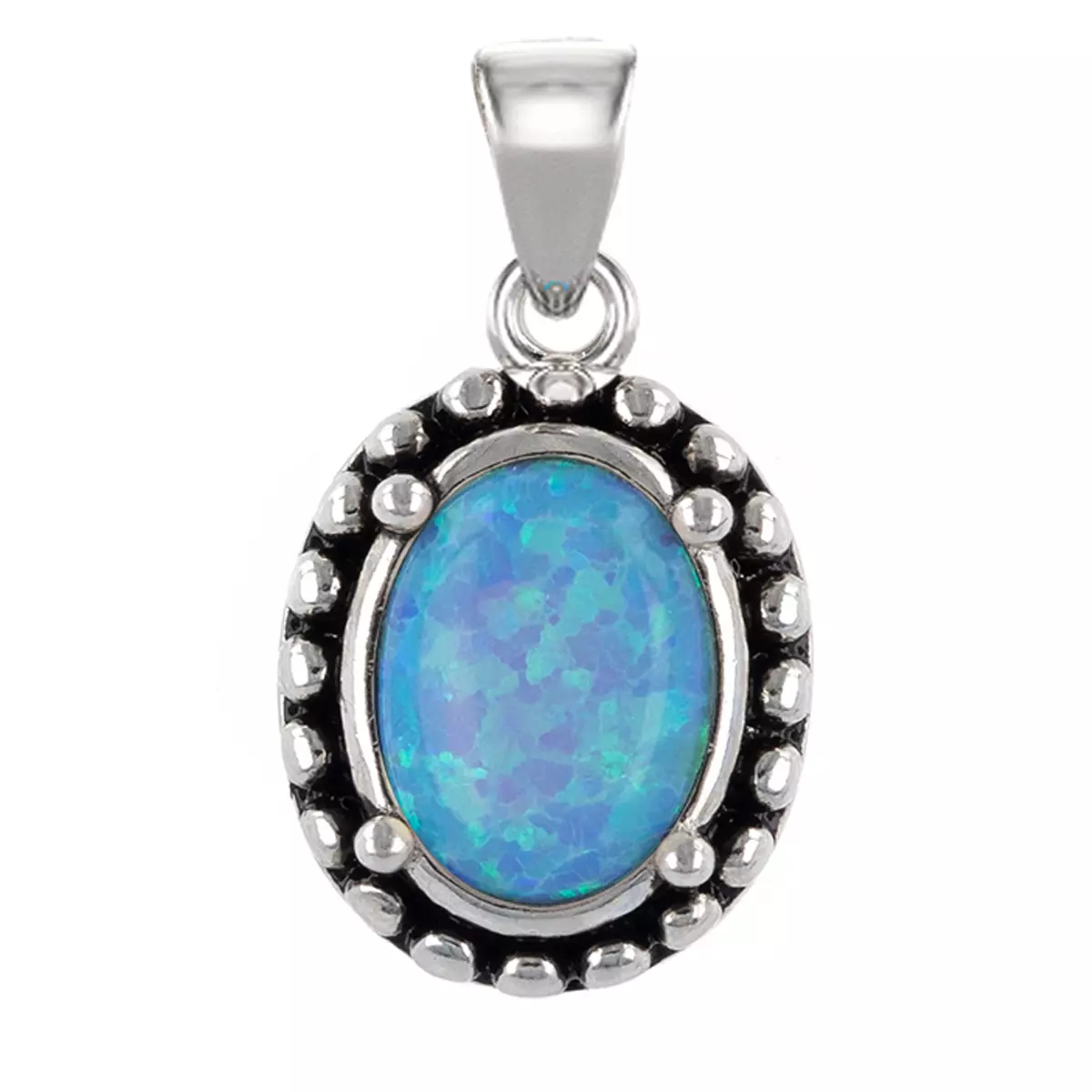 les trésors de lily Pendentif Argent 'Déesse Opale' bleu argenté (rhodié) 12x10 mm [R7171]