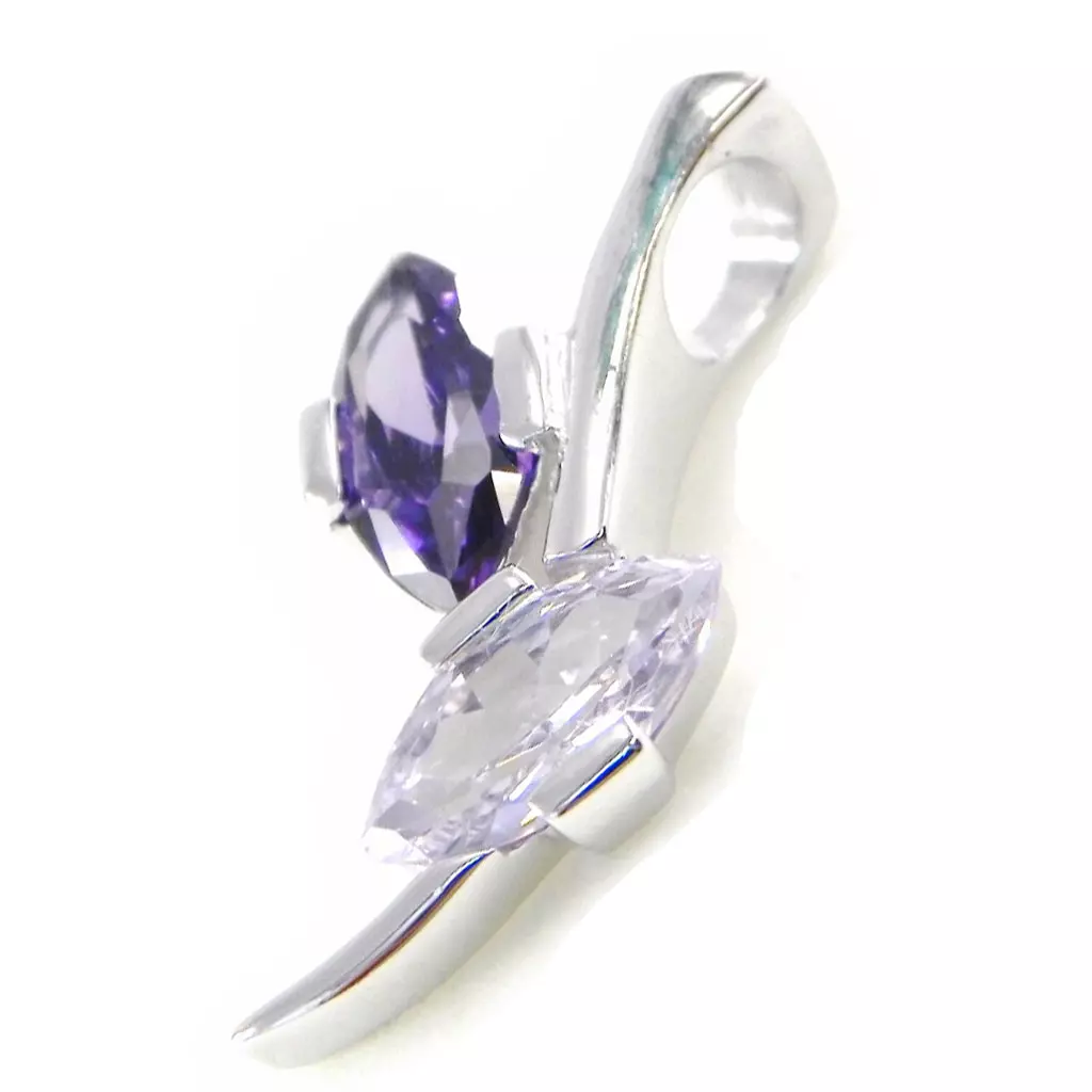 Les Trésors De Lily Pendentif Argent 'Delicate' Violet Argenté (rhodié) 25x10 Mm [E9666]
