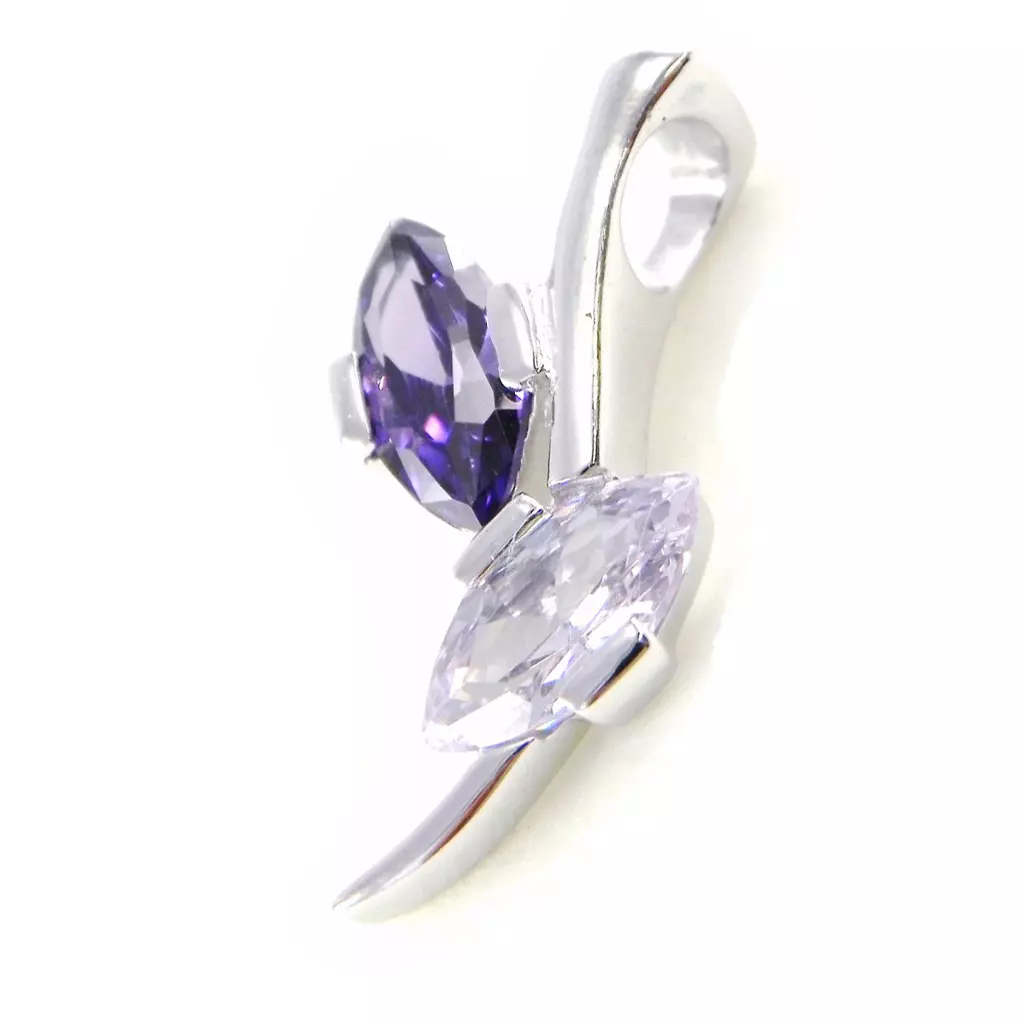 Les Trésors De Lily Pendentif Argent 'Delicate' Violet Argenté (rhodié) 25x10 Mm [E9666]