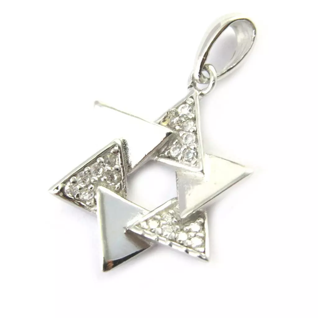 Les Trésors De Lily Pendentif Argent 'Etoile De David' Blanc Argenté (rhodié) 23x14 Mm [M7111]