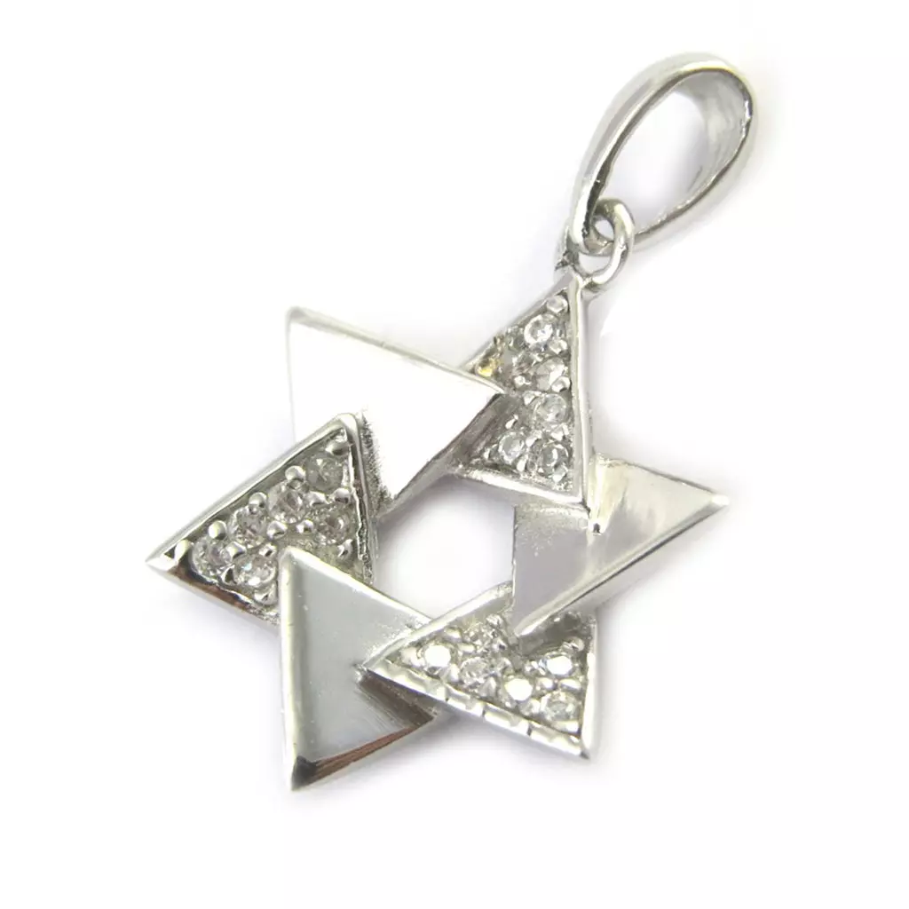 Les Trésors De Lily Pendentif Argent 'Etoile De David' Blanc Argenté (rhodié) 23x14 Mm [M7111]
