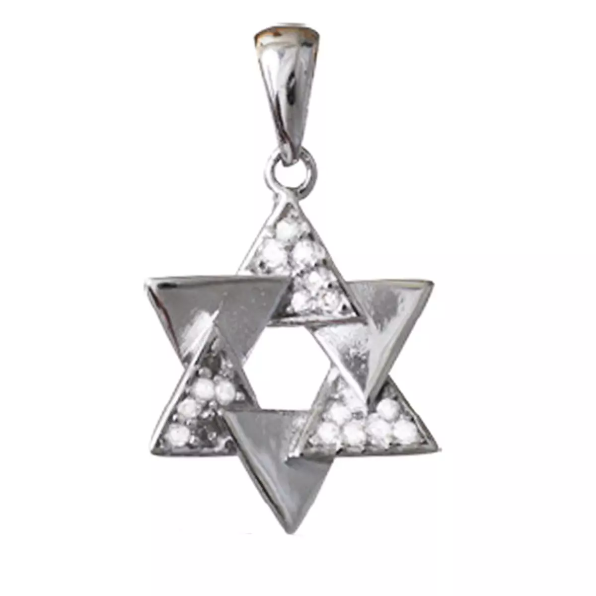 les trésors de lily Pendentif Argent 'Etoile de David' blanc argenté (rhodié) 23x14 mm [M7111]