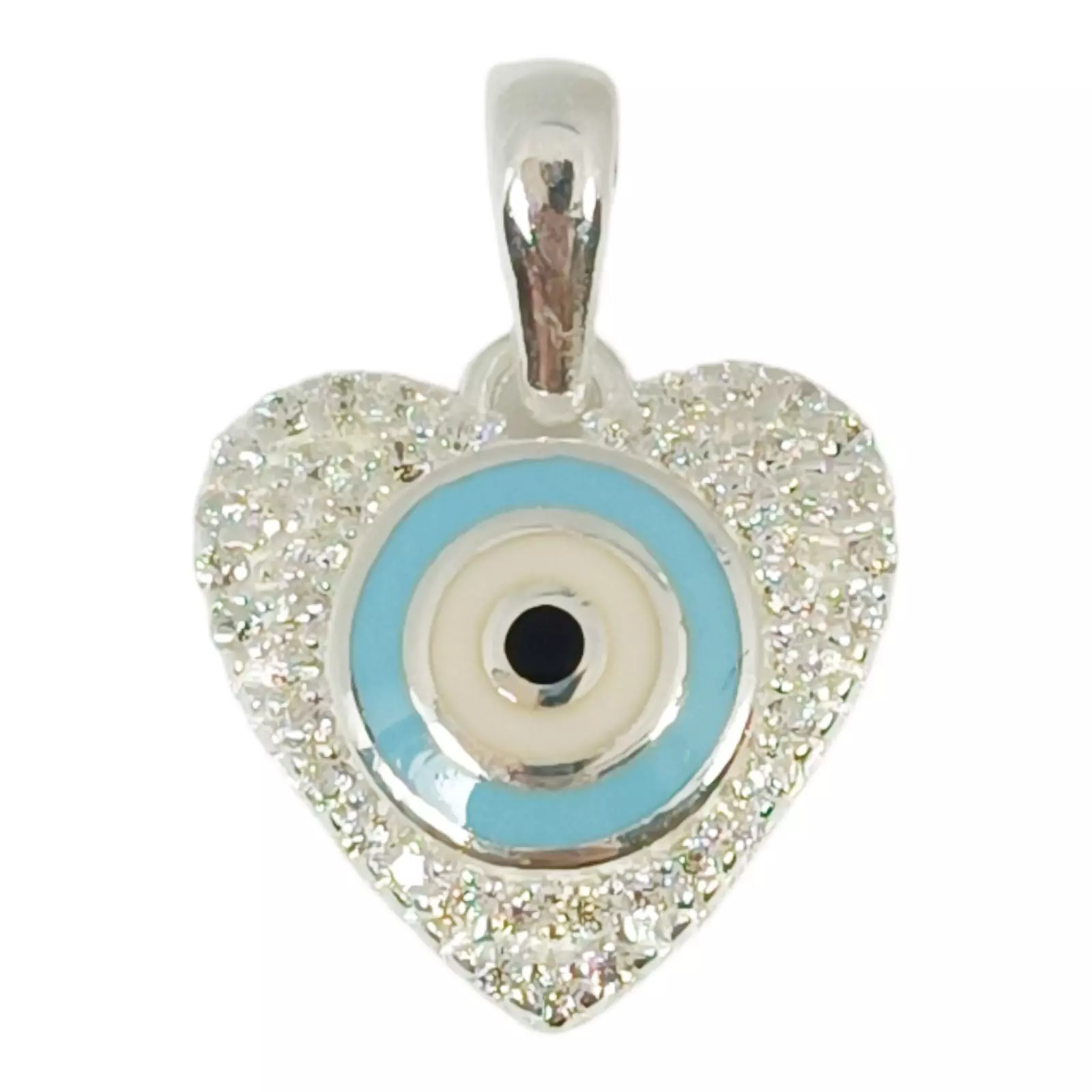 les trésors de lily Pendentif Argent 'Fatma' bleu ciel rosé 15x14 mm (cœur) [S0281]