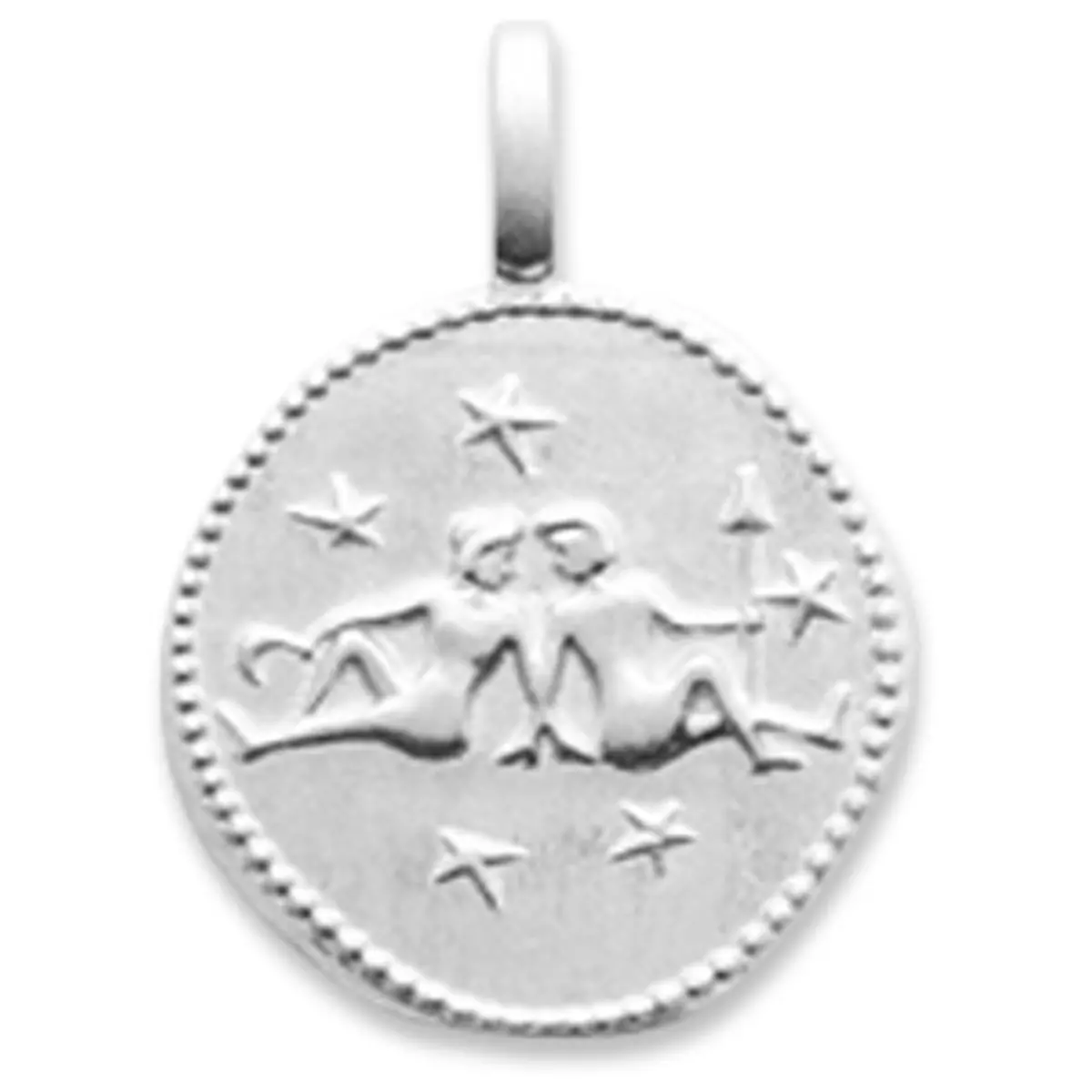 les trésors de lily Pendentif Argent 'Gémeaux' argenté (rhodié) 16 mm [Q8187]