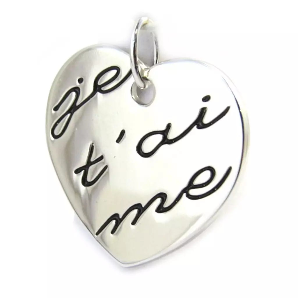 Les Trésors De Lily Pendentif Argent 'Je T'Aime' Argenté (rhodié) 20x20 Mm [M2706]