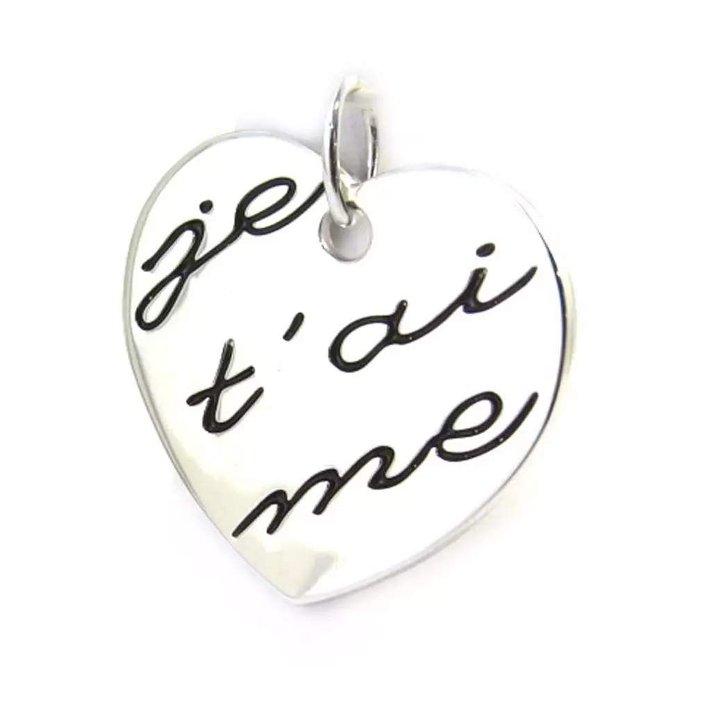 Les Trésors De Lily Pendentif Argent 'Je T'Aime' Argenté (rhodié) 20x20 Mm [M2706]