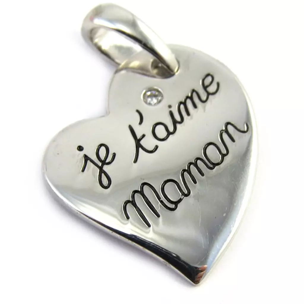Les Trésors De Lily Pendentif Argent 'Je T'aime Maman' Rhodié 26x17 Mm [M5016]