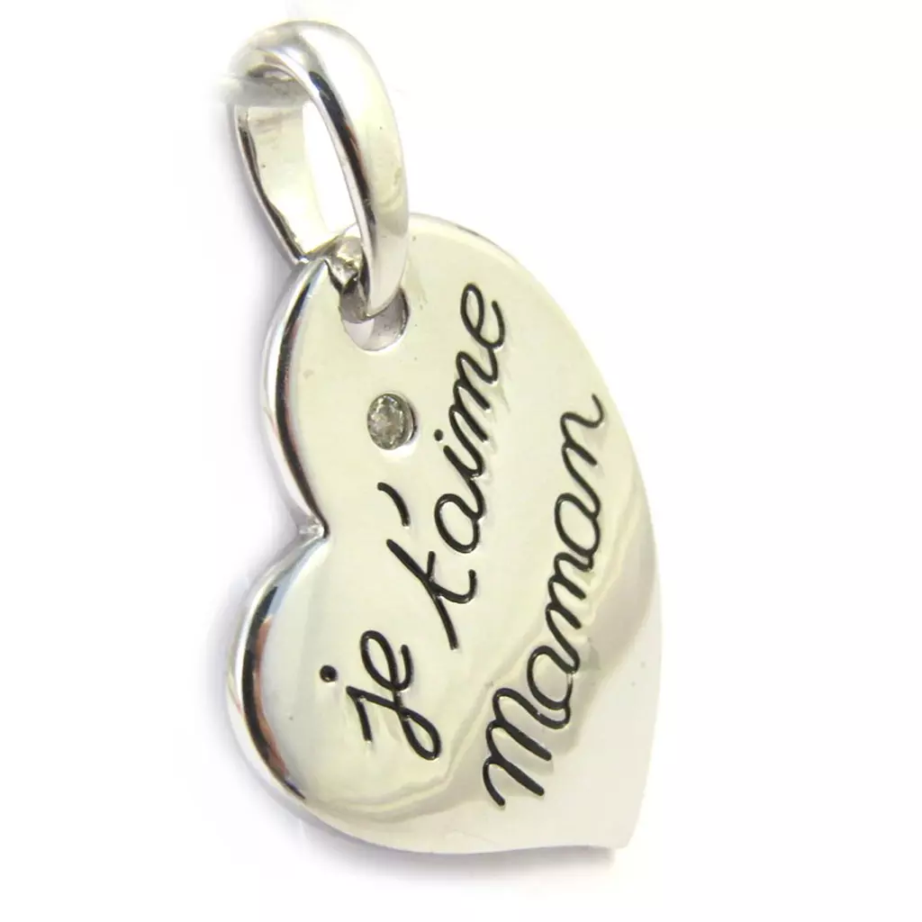 Les Trésors De Lily Pendentif Argent 'Je T'aime Maman' Rhodié 26x17 Mm [M5016]