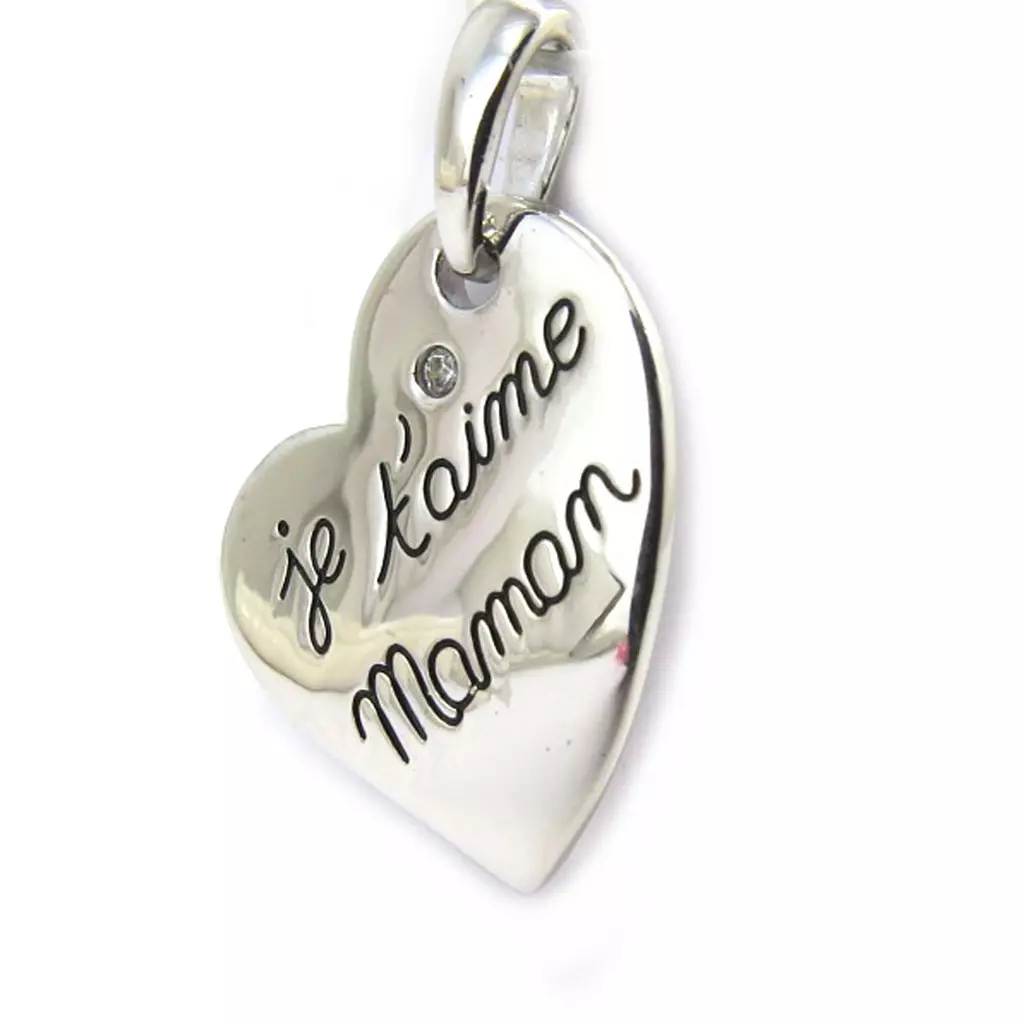 Les Trésors De Lily Pendentif Argent 'Je T'aime Maman' Rhodié 26x17 Mm [M5016]