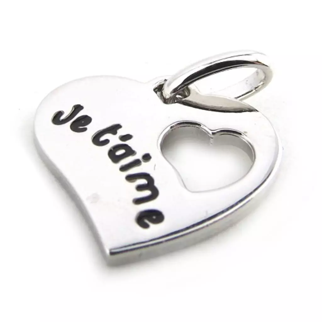 Les Trésors De Lily Pendentif Argent 'Je T'Aime' Noir Argenté [N1209]