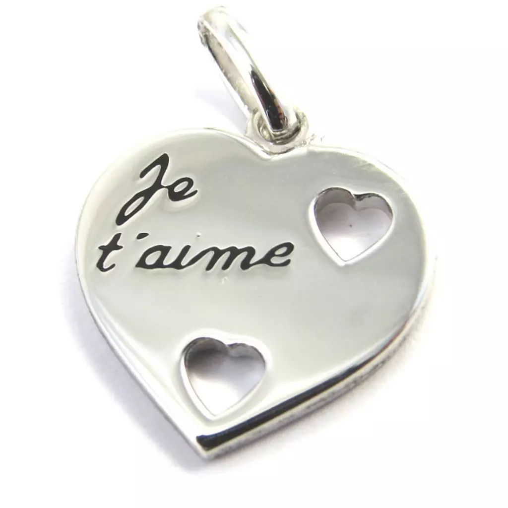 les trésors de lily Pendentif argent 'Je t'Aime' rhodié [M5011]