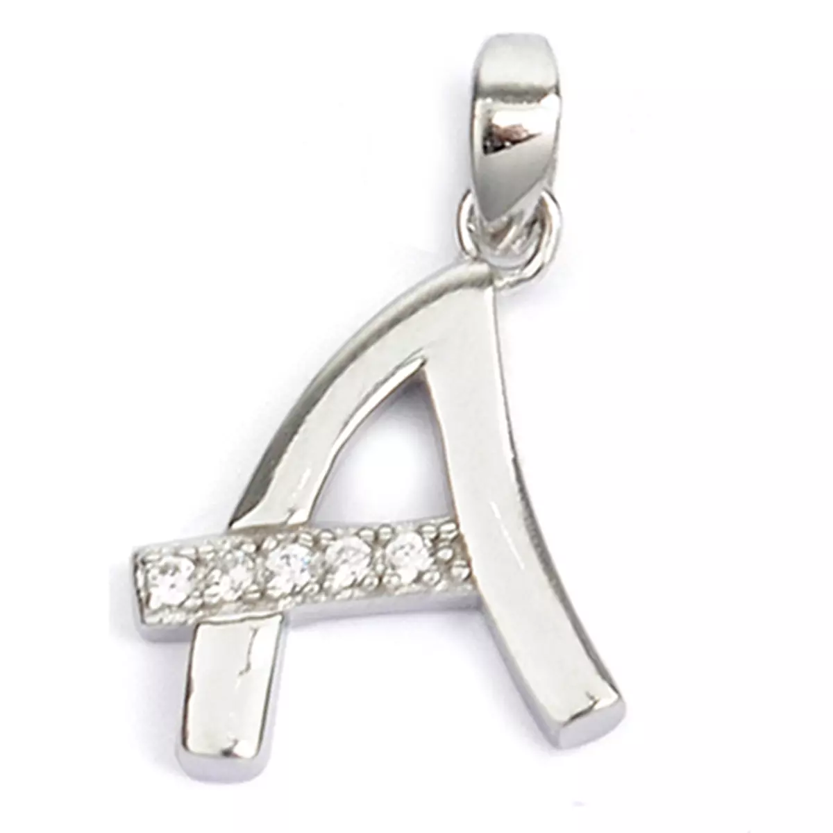 les trésors de lily Pendentif argent 'Lettre A' blanc argenté (rhodié) 21x10 mm [Q9415]