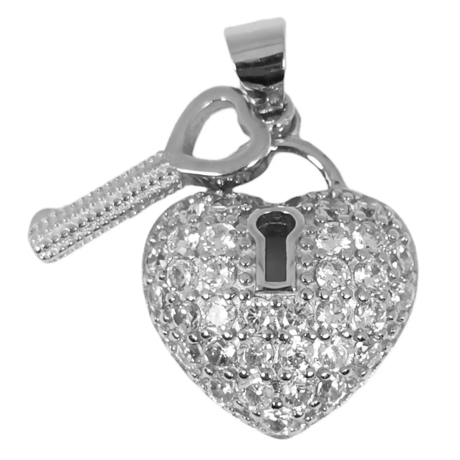 Les Trésors De Lily Pendentif Argent 'Love Cadenas' Blanc Argenté (rhodié) 19x17 Mm [S0727]