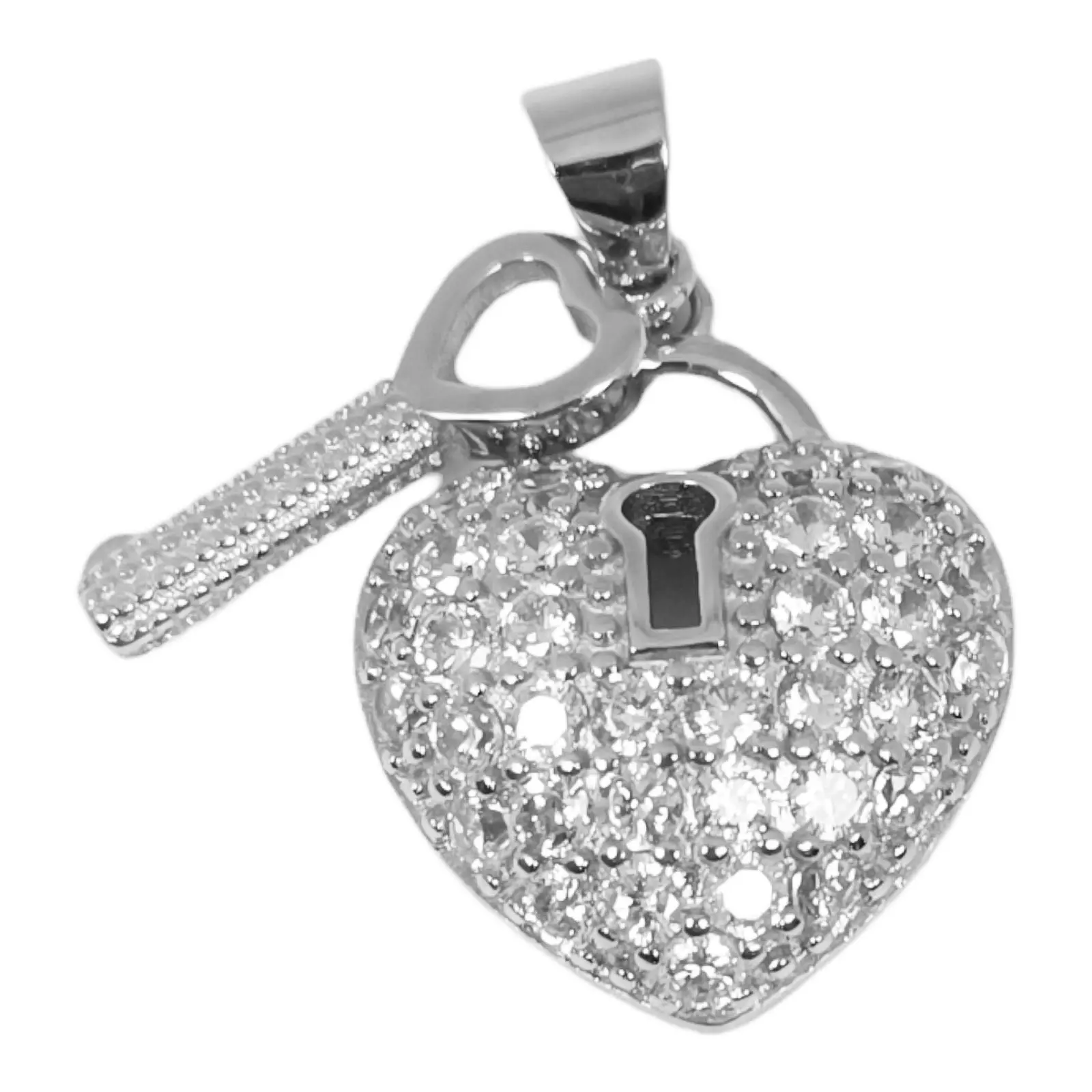 les trésors de lily Pendentif Argent 'Love Cadenas' blanc argenté (rhodié) 19x17 mm [S0727]