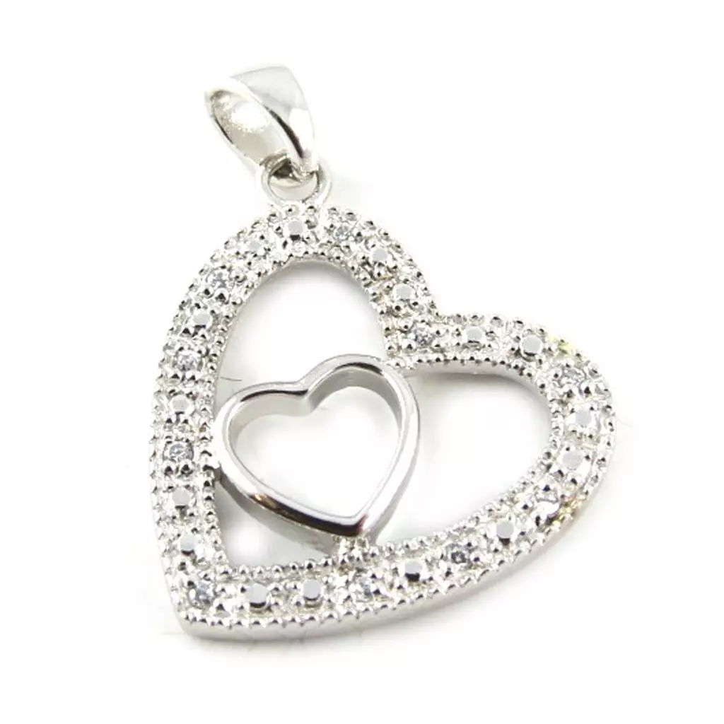 les trésors de lily Pendentif Argent 'Love Cocoon' Blanc argenté 20x20 mm [B9417]