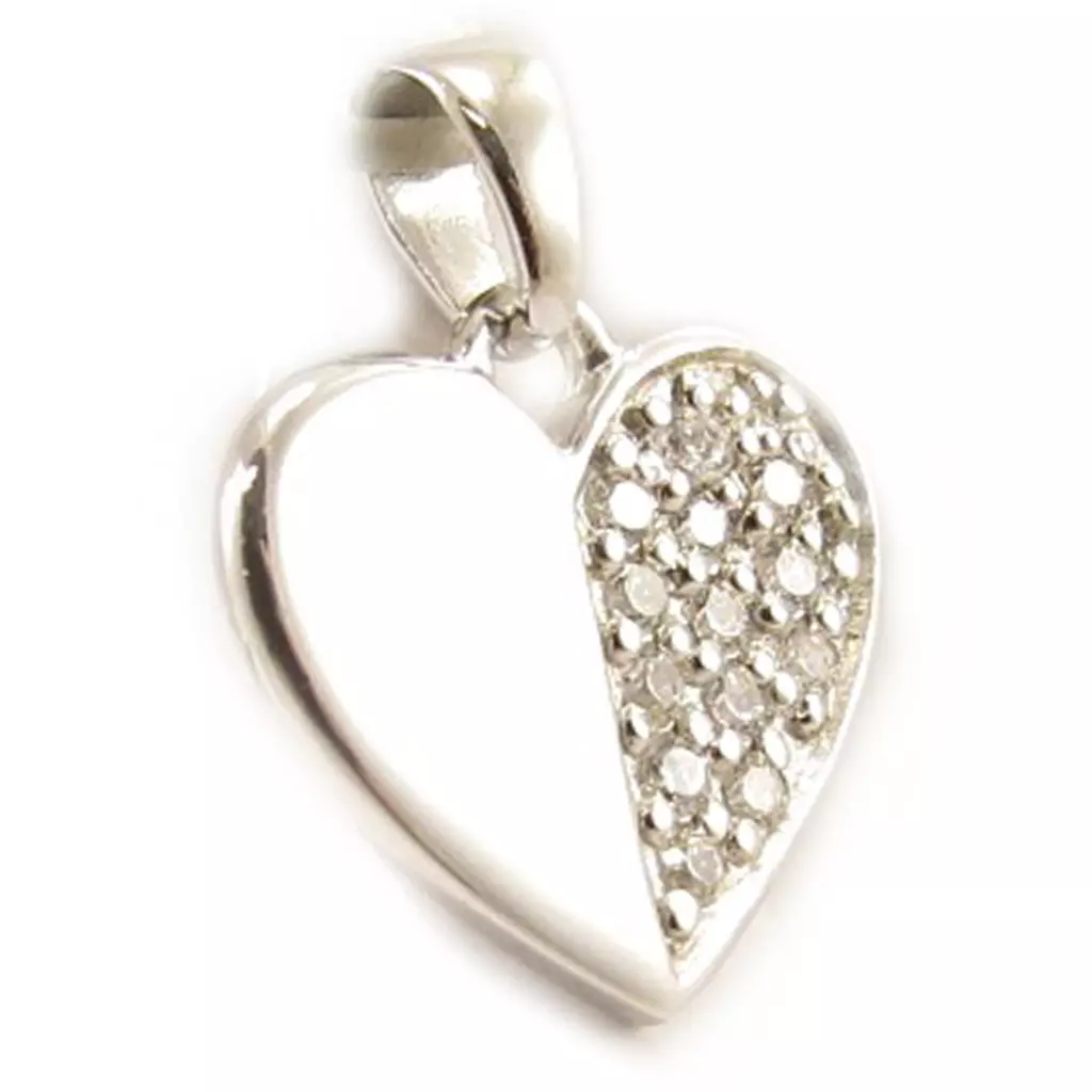 les trésors de lily Pendentif Argent 'Love Cristal' Blanc argenté (rhodié) 14x12 mm [D6754]