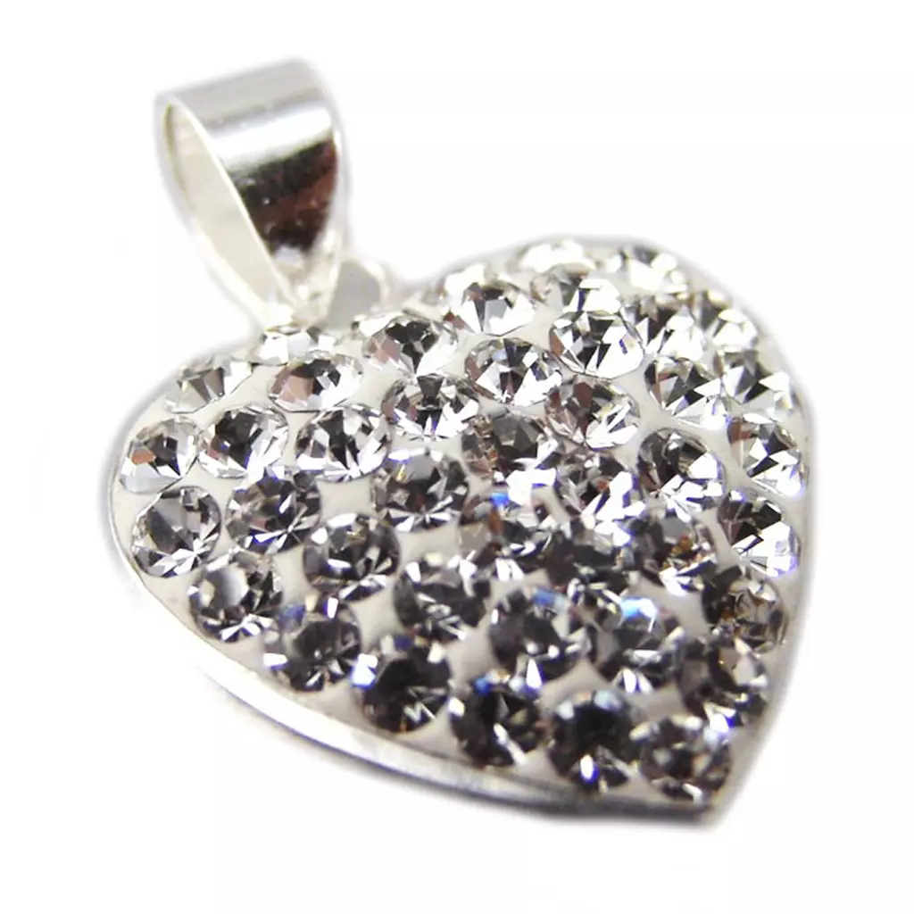 les trésors de lily Pendentif Argent 'Love Cristal' Blanc [F6126]