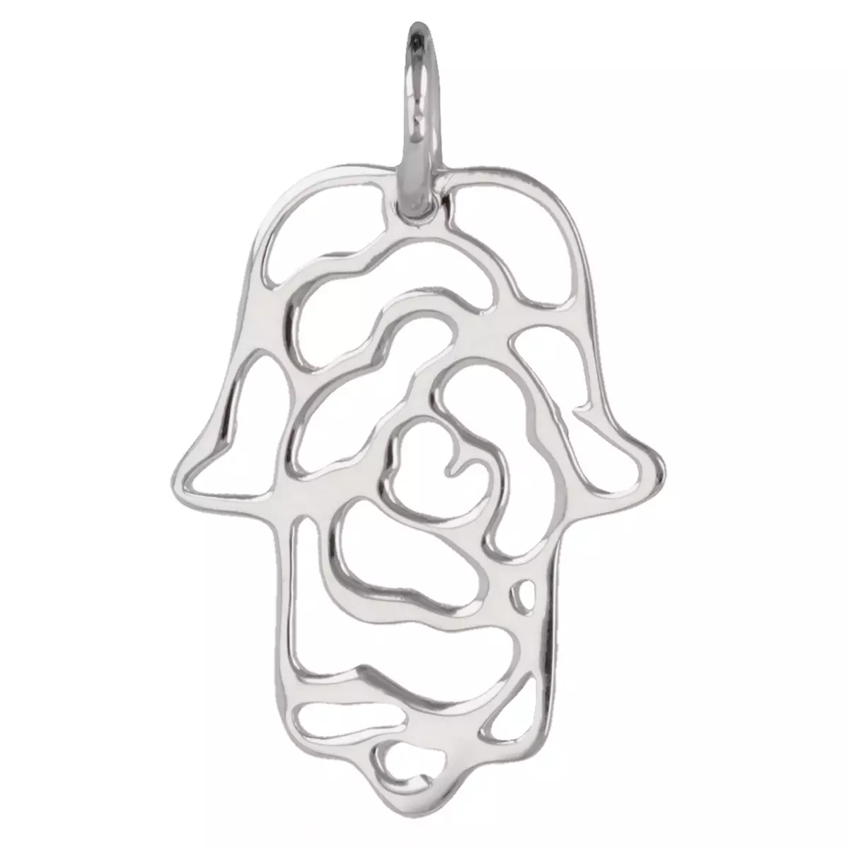 les trésors de lily Pendentif argent 'Main de Fatma' argenté (rhodié) 19x15 mm [Q4599]