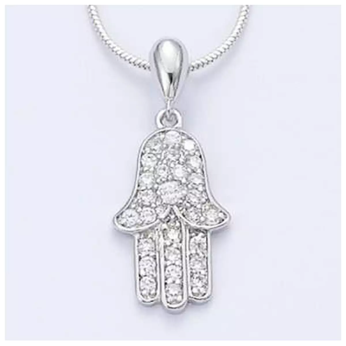 les trésors de lily Pendentif argent 'Main de Fatma' blanc argenté (rhodié) 24x10 mm [J3523]