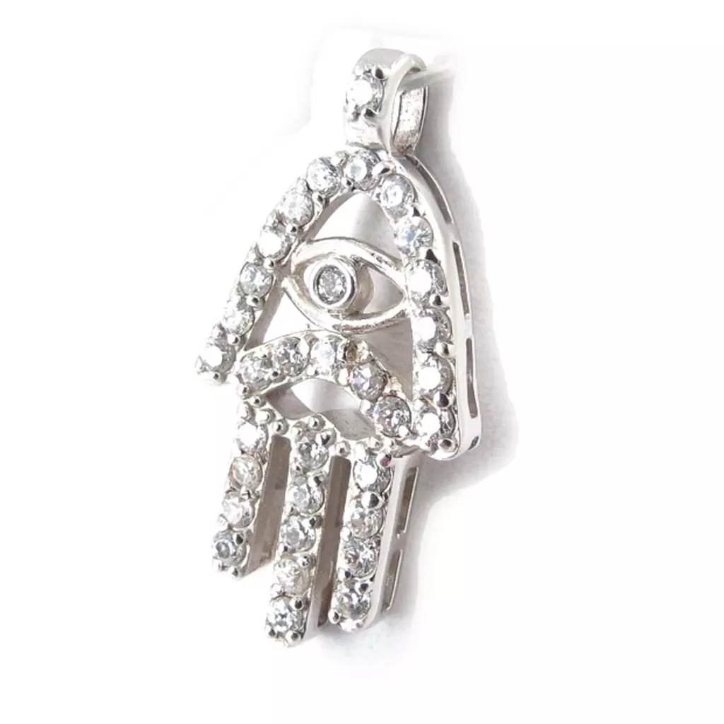 Les Trésors De Lily Pendentif Argent 'Main De Fatma' Blanc [J9528]