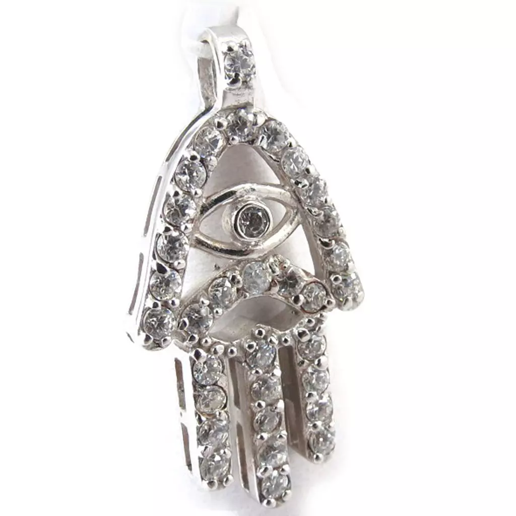Les Trésors De Lily Pendentif Argent 'Main De Fatma' Blanc [J9528]