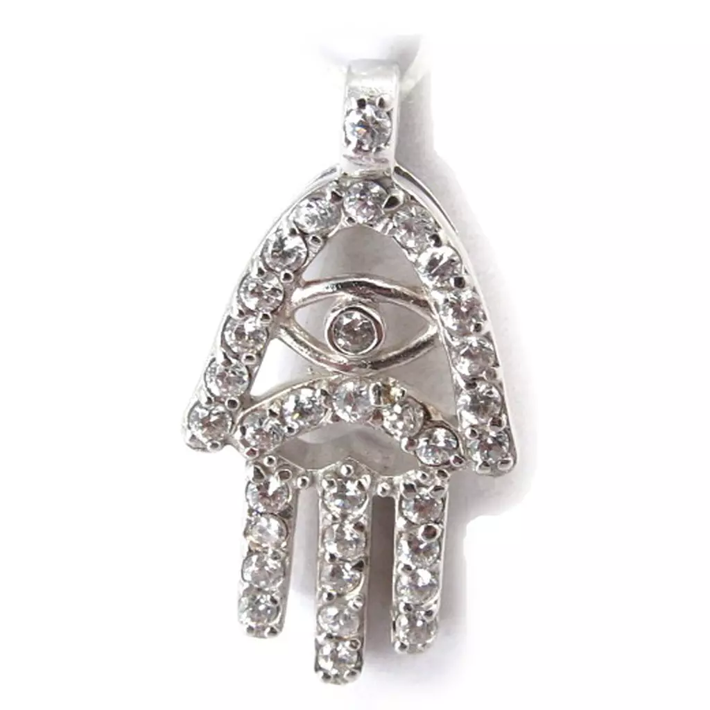 Les Trésors De Lily Pendentif Argent 'Main De Fatma' Blanc [J9528]