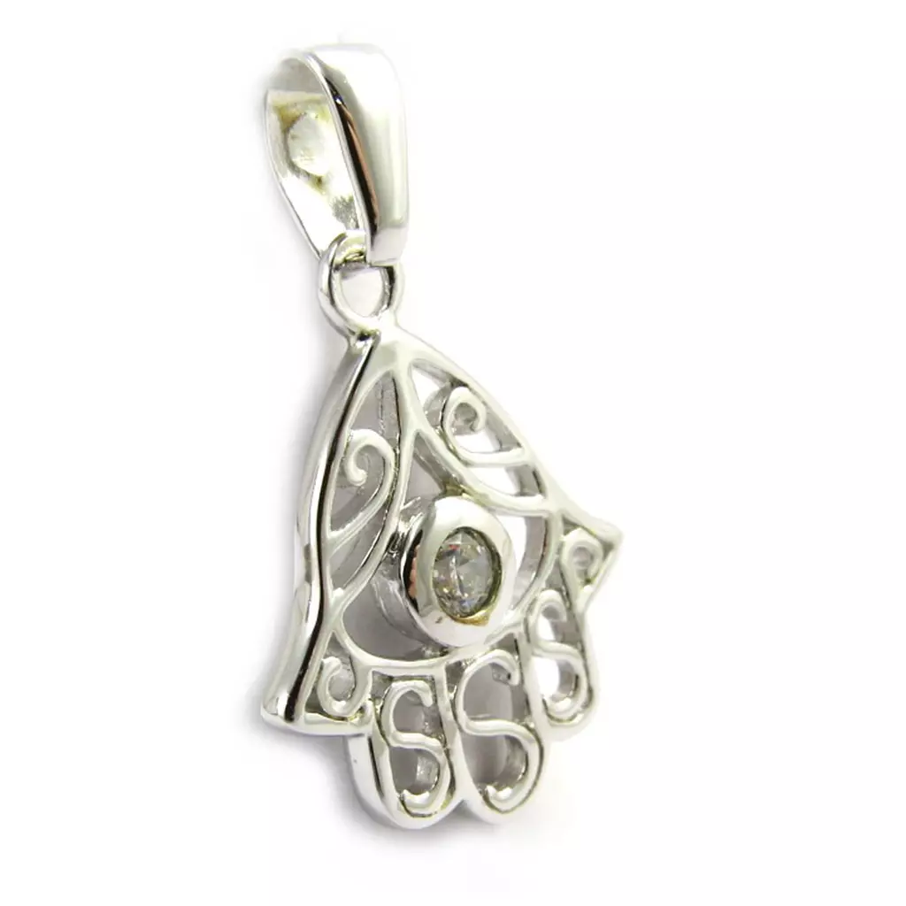 Les Trésors De Lily Pendentif Argent 'Main De Fatma' Blanc [M1709]