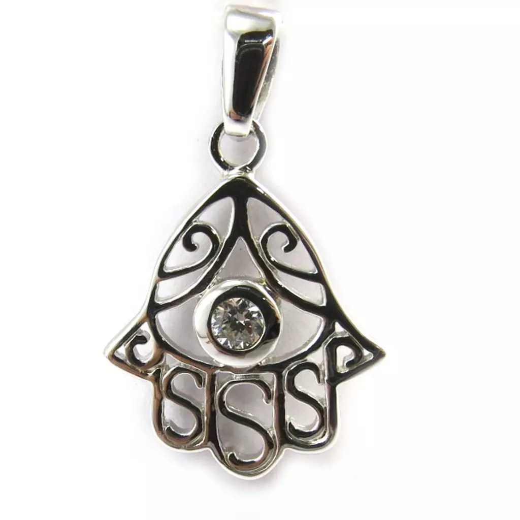 Les Trésors De Lily Pendentif Argent 'Main De Fatma' Blanc [M1709]