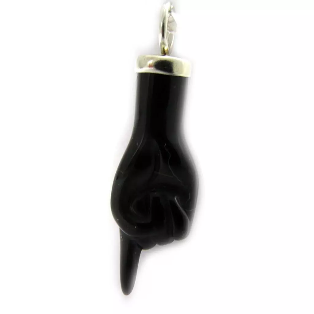 Les Trésors De Lily Pendentif Argent 'Main De Jean Baptise' Noir Argenté 30x10 Mm [G7633]