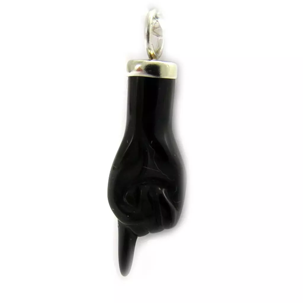 Les Trésors De Lily Pendentif Argent 'Main De Jean Baptise' Noir Argenté 30x10 Mm [G7633]