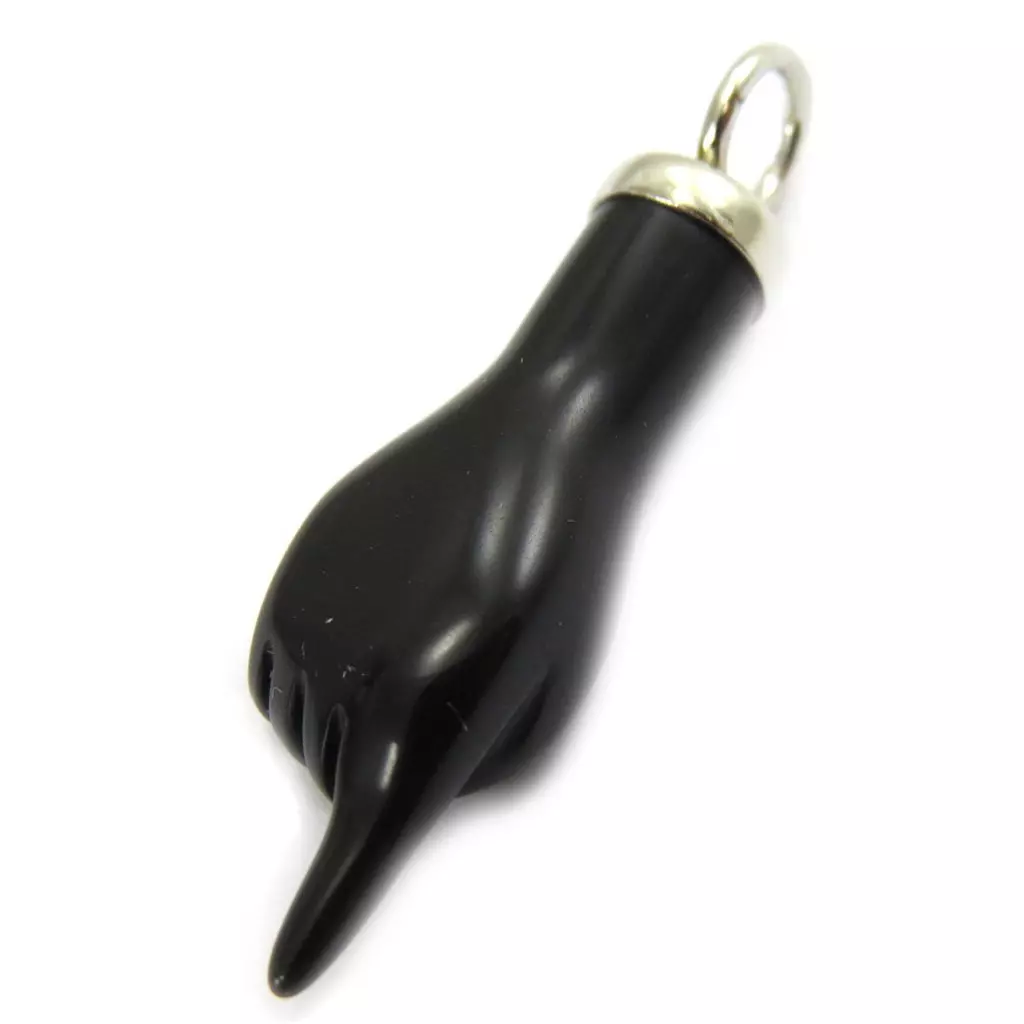 les trésors de lily Pendentif argent 'Main de Jean Baptise' noir argenté 30x10 mm [G7633]