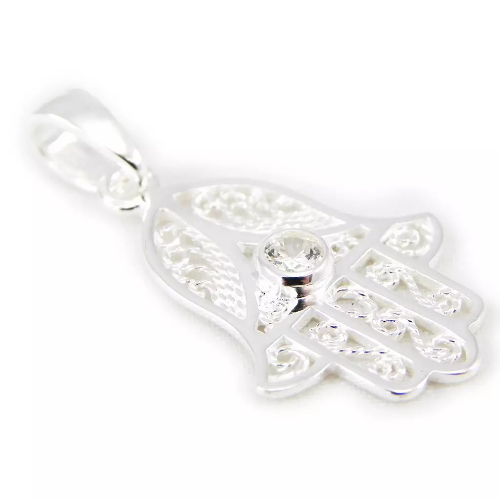 Les Trésors De Lily Pendentif Argent 'Main Fatma' Blanc Argenté 20x15 Mm [G1616]
