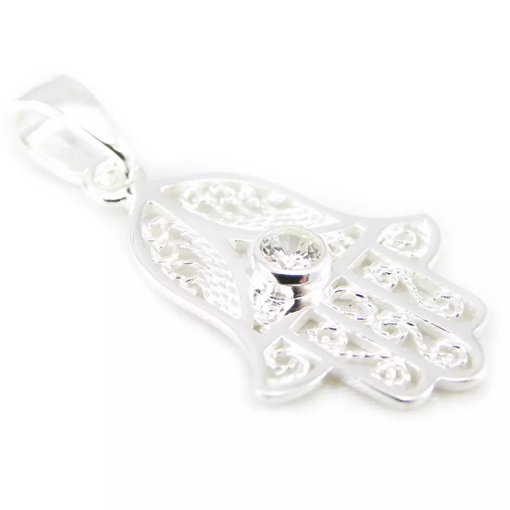Les Trésors De Lily Pendentif Argent 'Main Fatma' Blanc Argenté 20x15 Mm [G1616]