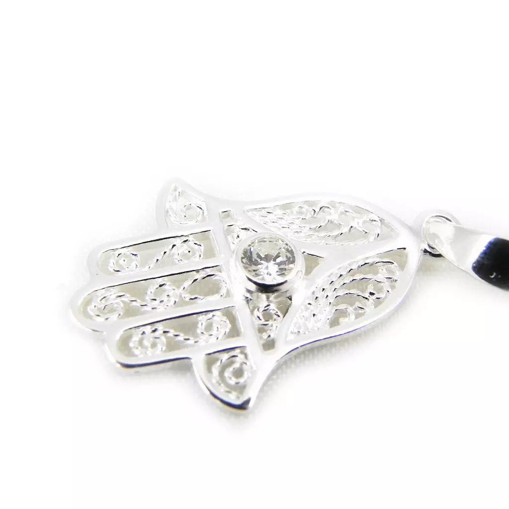 les trésors de lily Pendentif Argent 'Main Fatma' blanc argenté 20x15 mm [G1616]