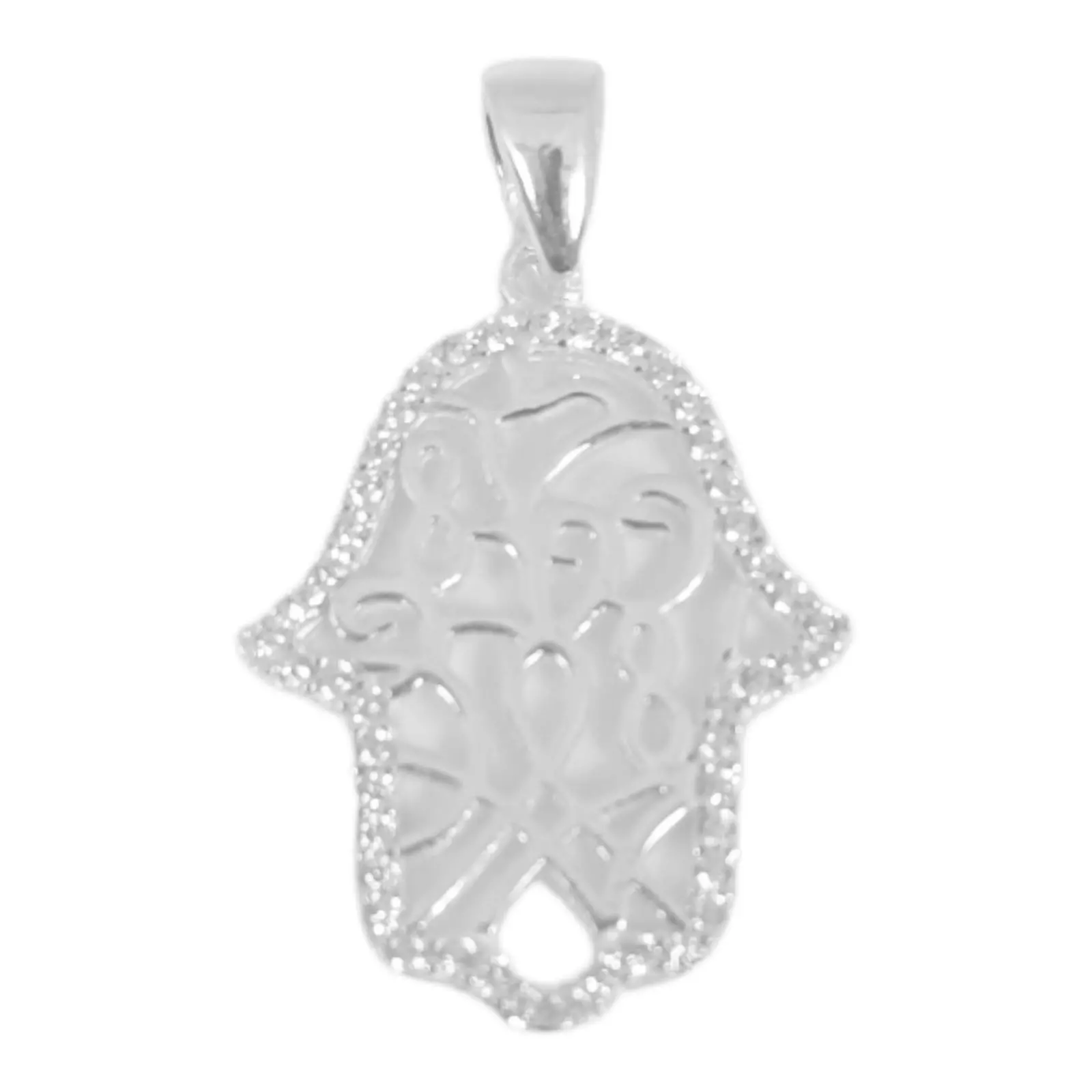 les trésors de lily Pendentif Argent 'Main Fatma' blanc argenté 22x18 mm [S1000]