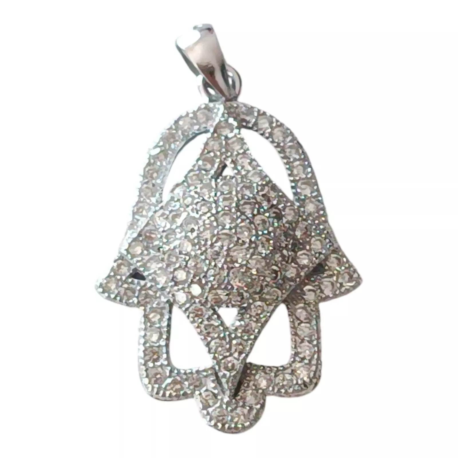 Les Trésors De Lily Pendentif Argent 'Main Fatma' Blanc Argenté (rhodié) 20x17 Mm [S1215]