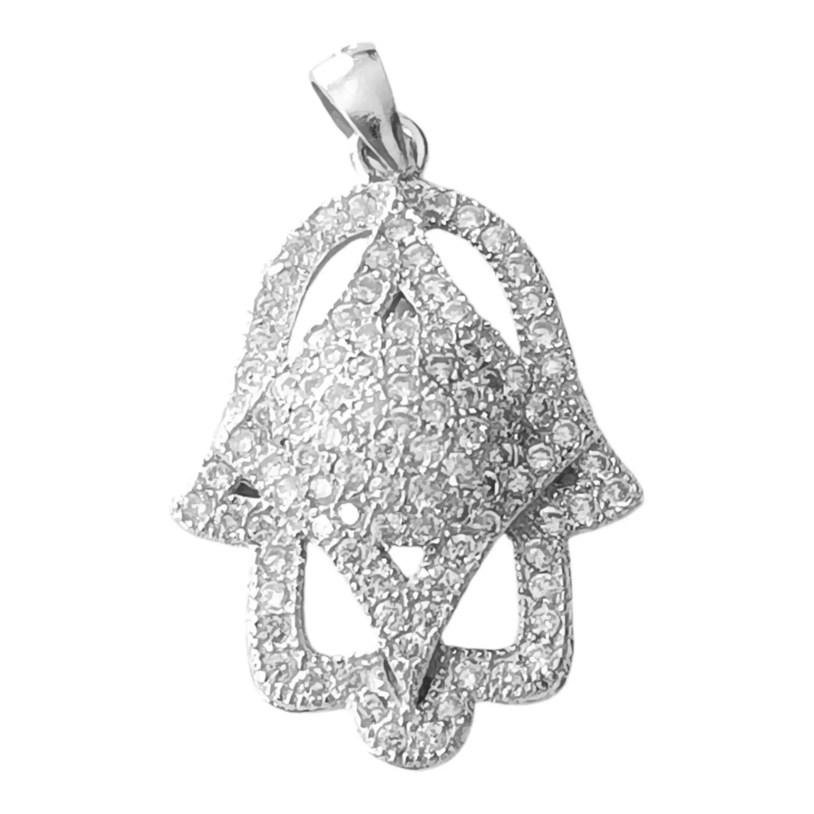 les trésors de lily Pendentif Argent 'Main Fatma' blanc argenté (rhodié) 20x17 mm [S1215]
